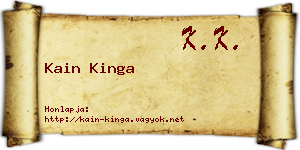 Kain Kinga névjegykártya